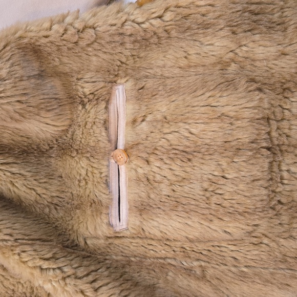 Faux Fur Shearling Hooded Coat Womens Size Large Brown Cream - Picture 10 of 15